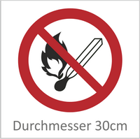 Feuer, offenes Licht u. Rauchen verboten 30cm